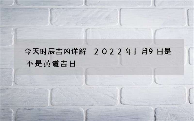 今天时辰吉凶详解 2022年1月9日是不是黄道吉日